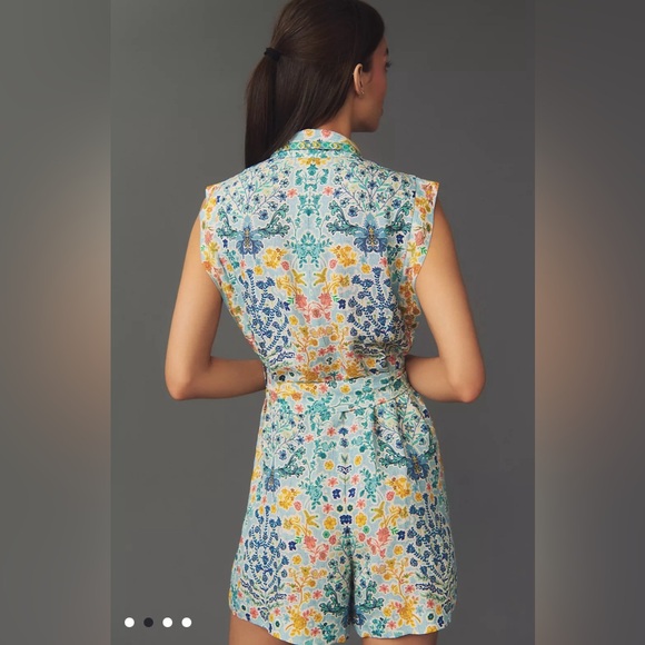 Ranna Gill Sleeveless Collared Linen Romper - Picture 2 of 3